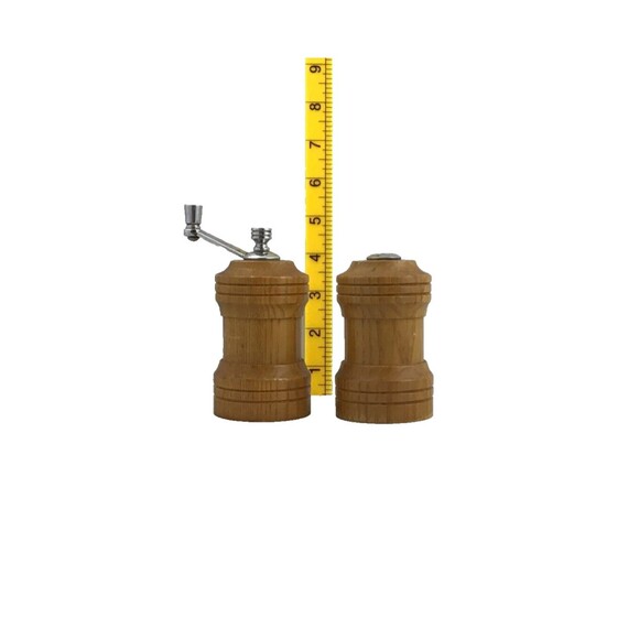 Vintage Olde Thompson Salt Pepper Shaker Mill Grinder Set Wood MCM Made in USA - Picture 8 of 9